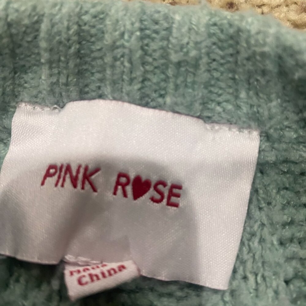 Pink Rose Sage Cable Knit Sweater XS Chunky Crewneck Cozy Pullover - Picture 3 of 5
